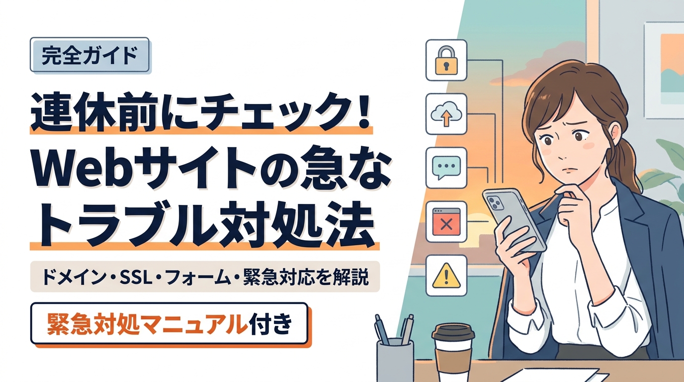 ゴールデンウィーク中にチェックしたい！Webサイトの「急なトラブル」対処法